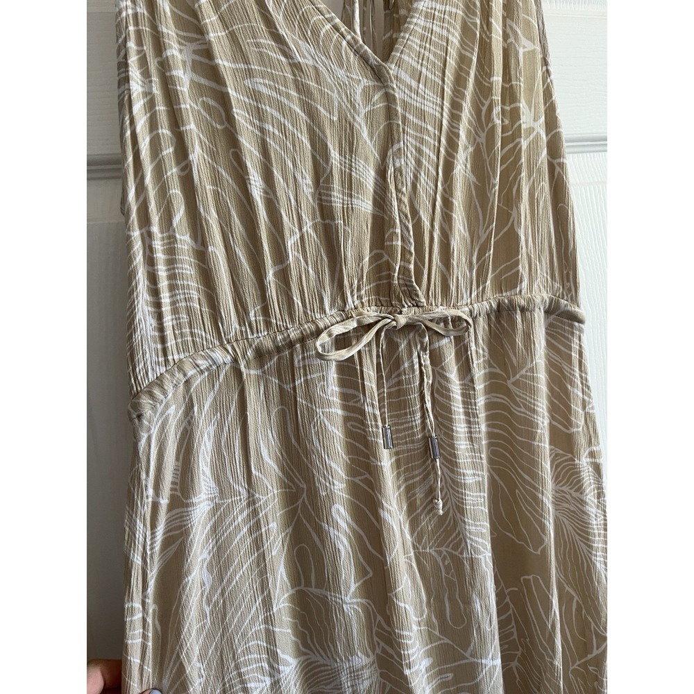 Beach cover up maxi dress sheer v neck lighweight tan drawstring NEW L - Picture 5 of 13